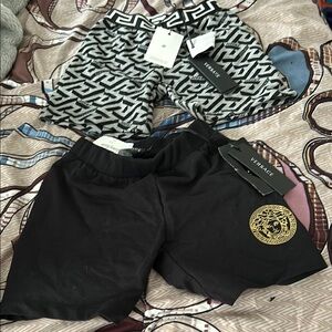 Versace Black and Patterned Shorts Set